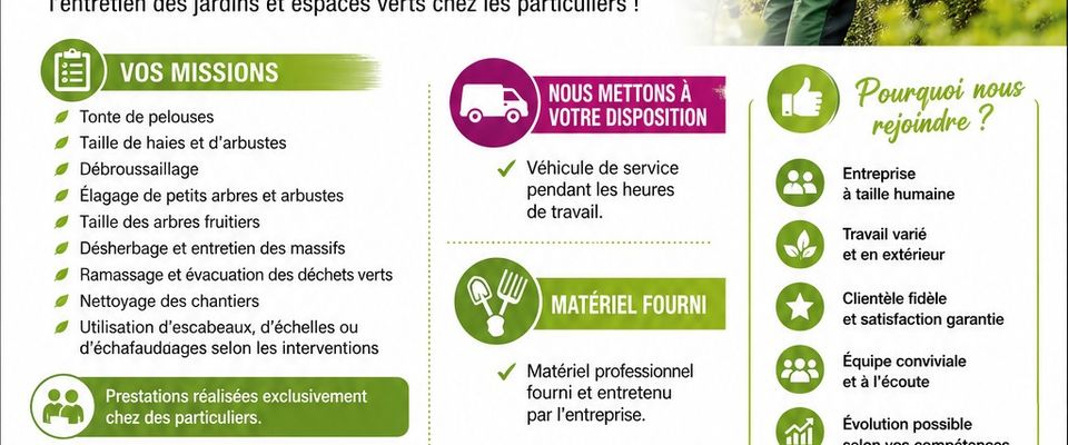 RECRUTEMENT JARDINIER PAYSAGISTE BOURGOIN JALLIEU Dom'easy